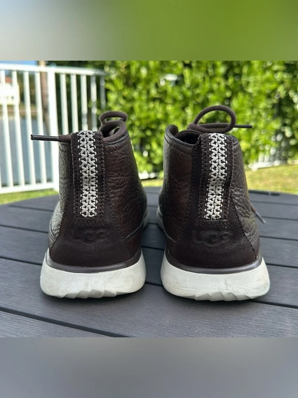 UGG MENS COMFORT SYSTEM BROWN LEATHER LACE UP CHUKKA BOOT SIZE 10 S/N 1013234